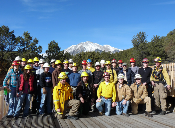 Like winter could be over any day now: students in the January, 2010 S-130/190 Basic Firefighter, #63 and S-131/133/211 Type 1 Firefighter, #21 classes enjoy getting out of the classroom for field day. In addition to decent weather, they got extra help finding and applying for 2010 fire season jobs in AVUE Digital and USA Jobs. 